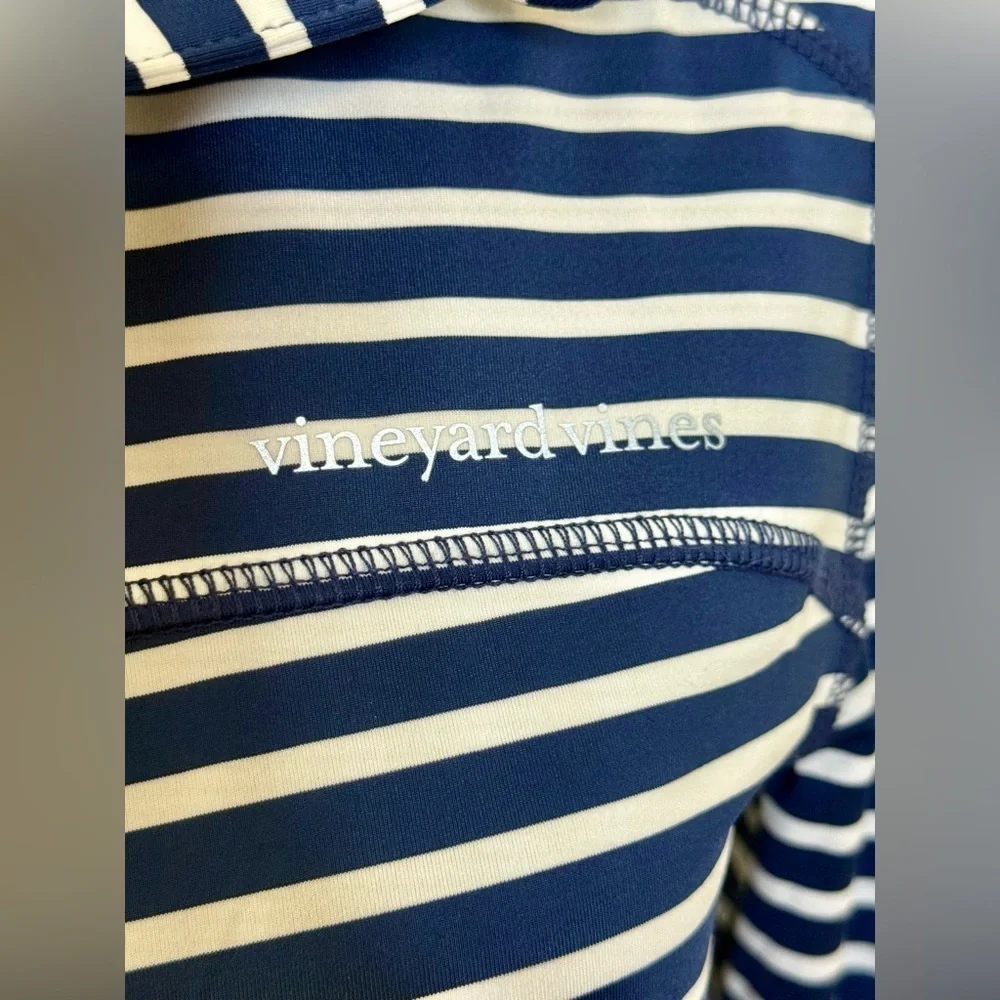 Vineyard Vines navy and white stripe summer beach jacket preppy nautical XS EUC